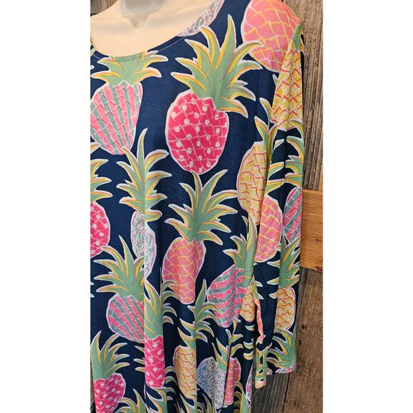 Simply southern size XL pineapple Lilly inspired shift midi dress EUC colorful - Picture 6 of 8